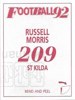 1992 Select AFL Stickers #209 Russell Morris Back